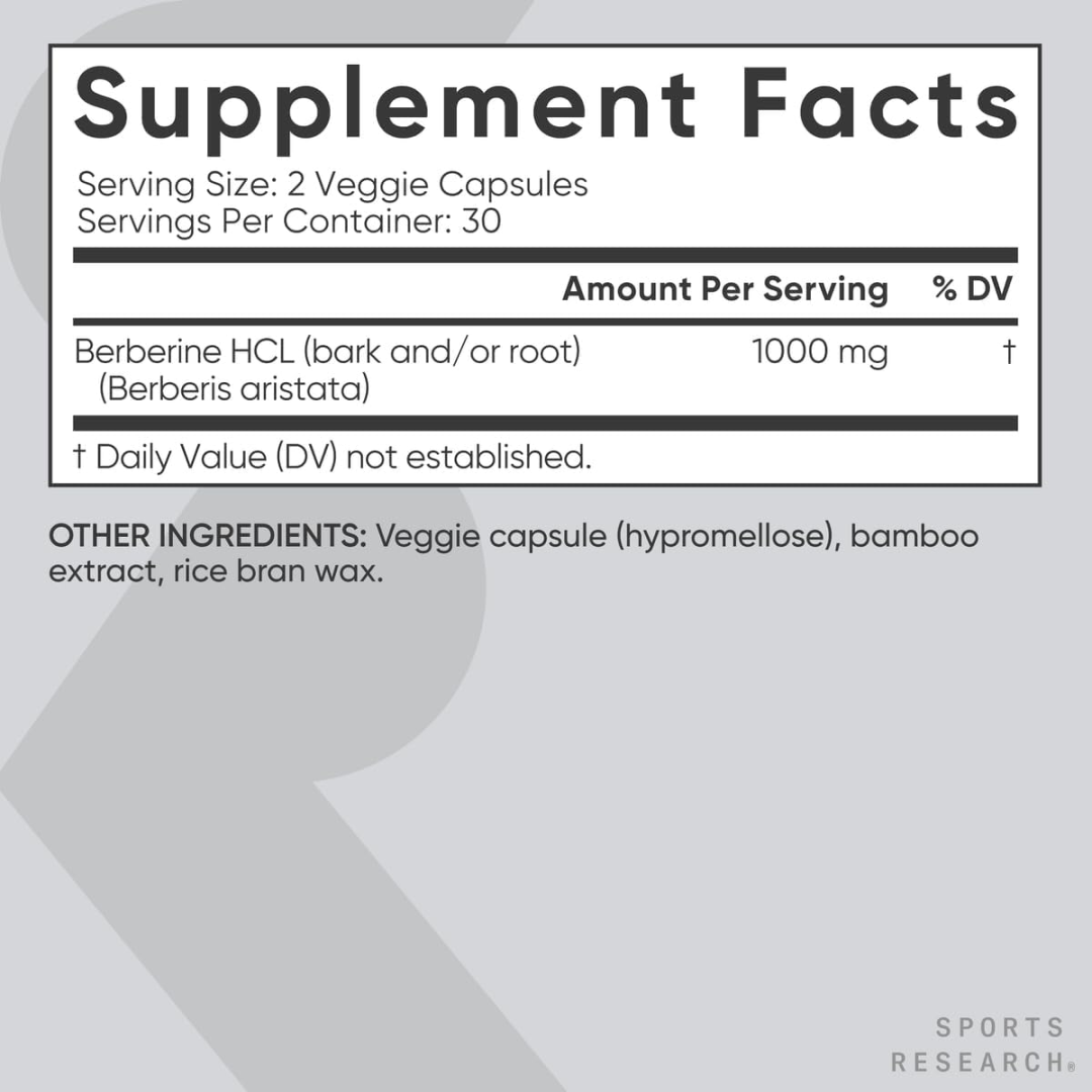 Sports Research Berberine - 1000 mg, 60 Capsules