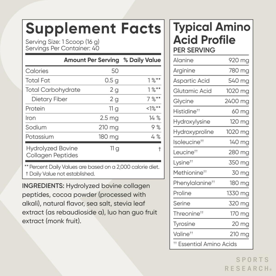 Sports Research Collagen Peptides Dark Chocolate