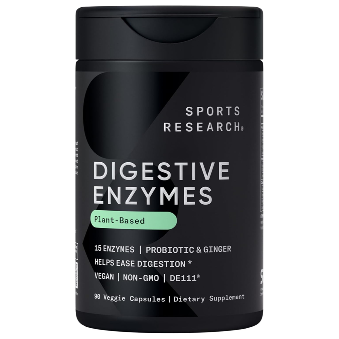 Sports Research Plant-Based Digestive Enzymes with Probiotic and Ginger