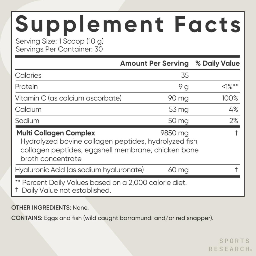 Sports Research Multi Collagen Powder with 5 Types of Collagen