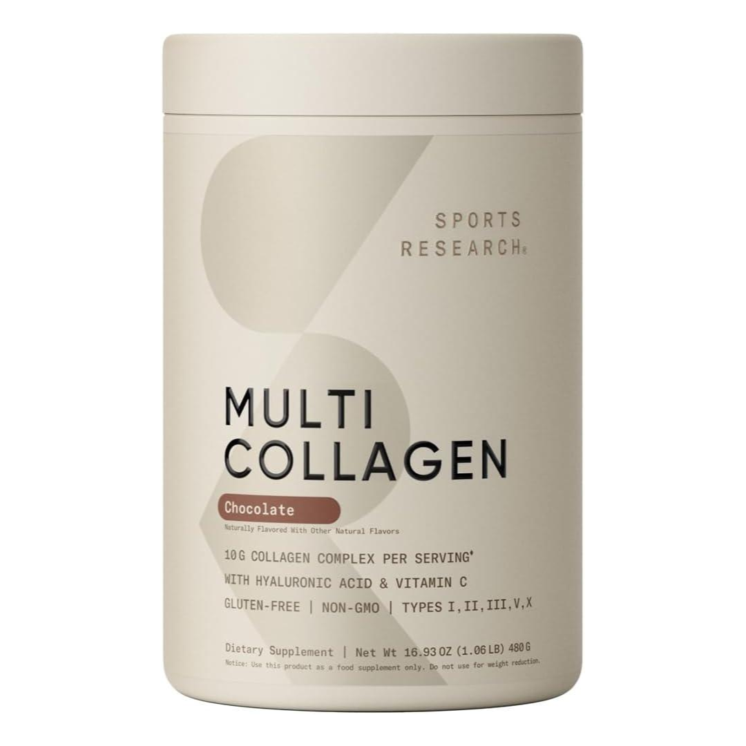 Sports Research Multi Collagen Powder with 5 Types of Collagen Chocolate
