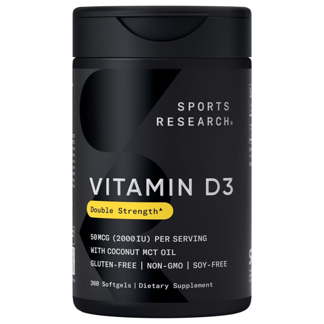 Sports Research Vitamin D3 with Coconut Oil Softgels