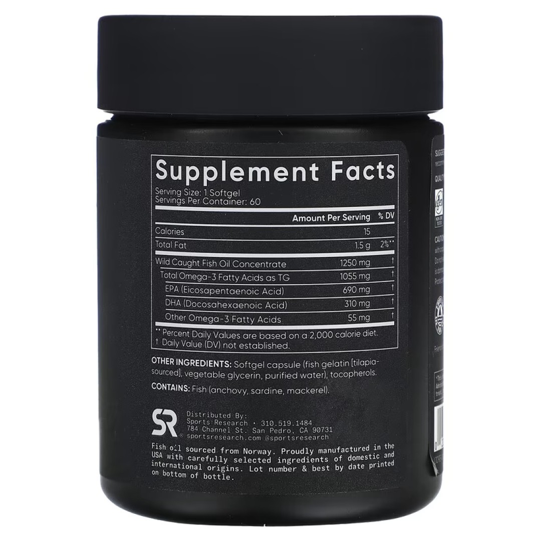 Sports Research Omega-3 Fish Oil from Wild Alaska Pollock