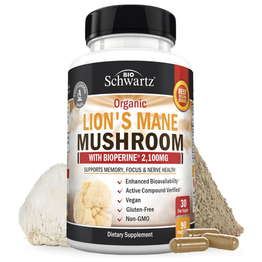 BioSchwartz Organic Lions Mane Supplement Capsules- 90 Capsules