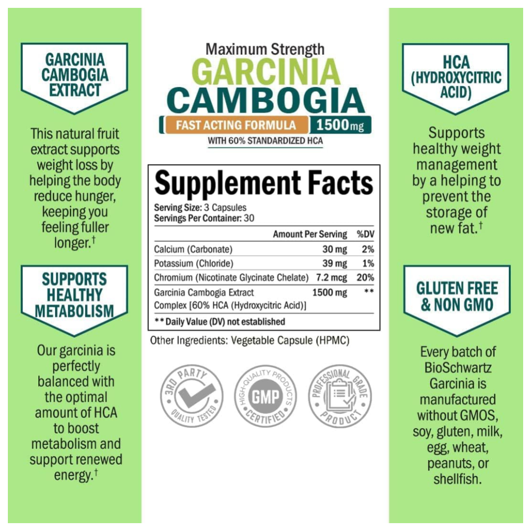 BioSchwartz Garcinia Cambogia Weight Loss Pills- 90 Capsules