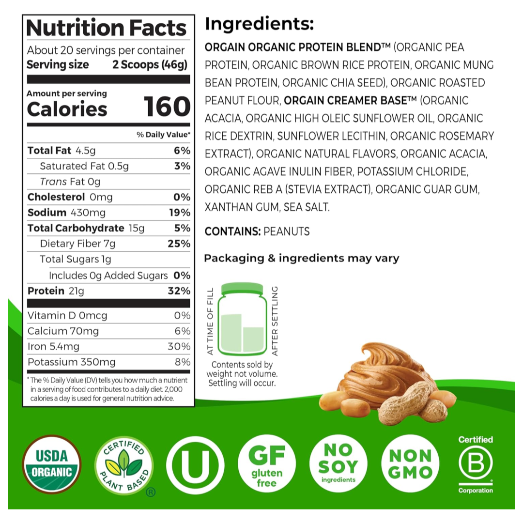 Organic Protein™ Plant Based Protein Powder Peanut Butter