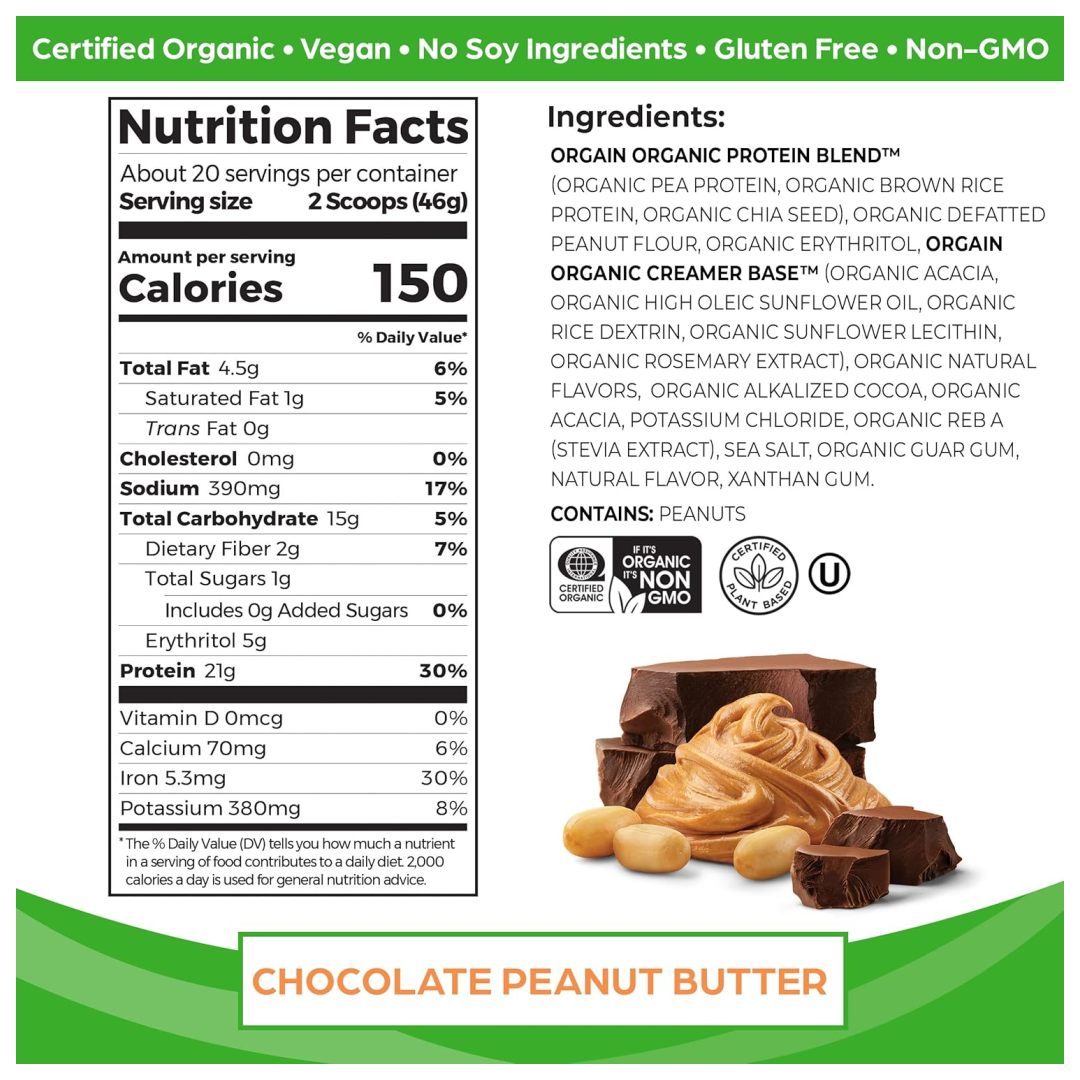 Organic Protein Chocolate Peanut Butter