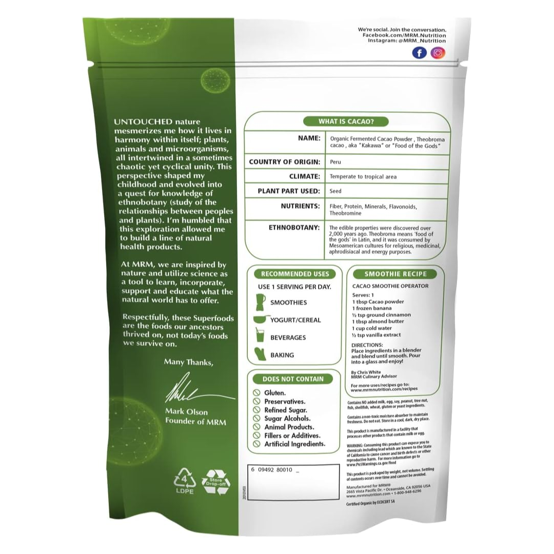 MRM Nutrition Organic Fermented Cacao Powder