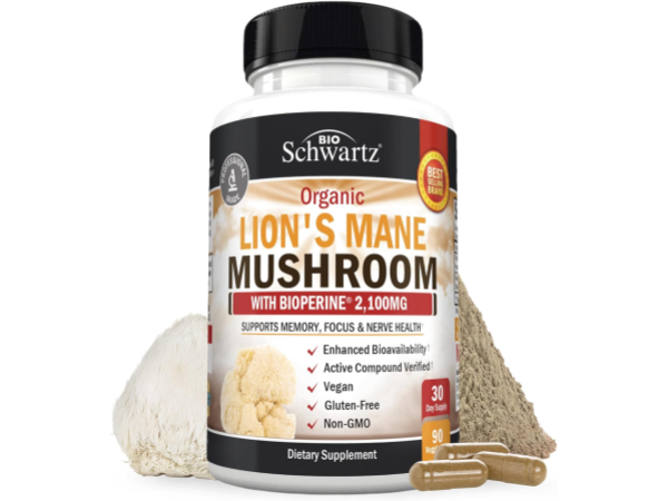 BioSchwartz Organic Lions Mane Supplement Capsules- 90 Capsules