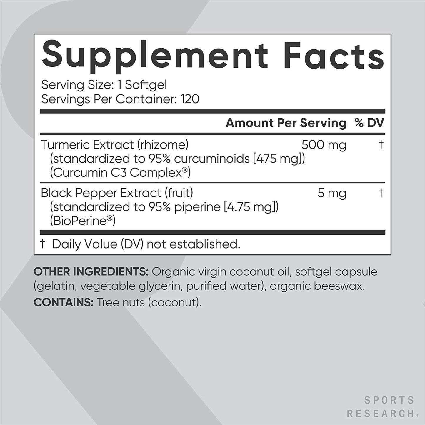 Sports Research C3 Complex Turmeric Curcumin 500MG