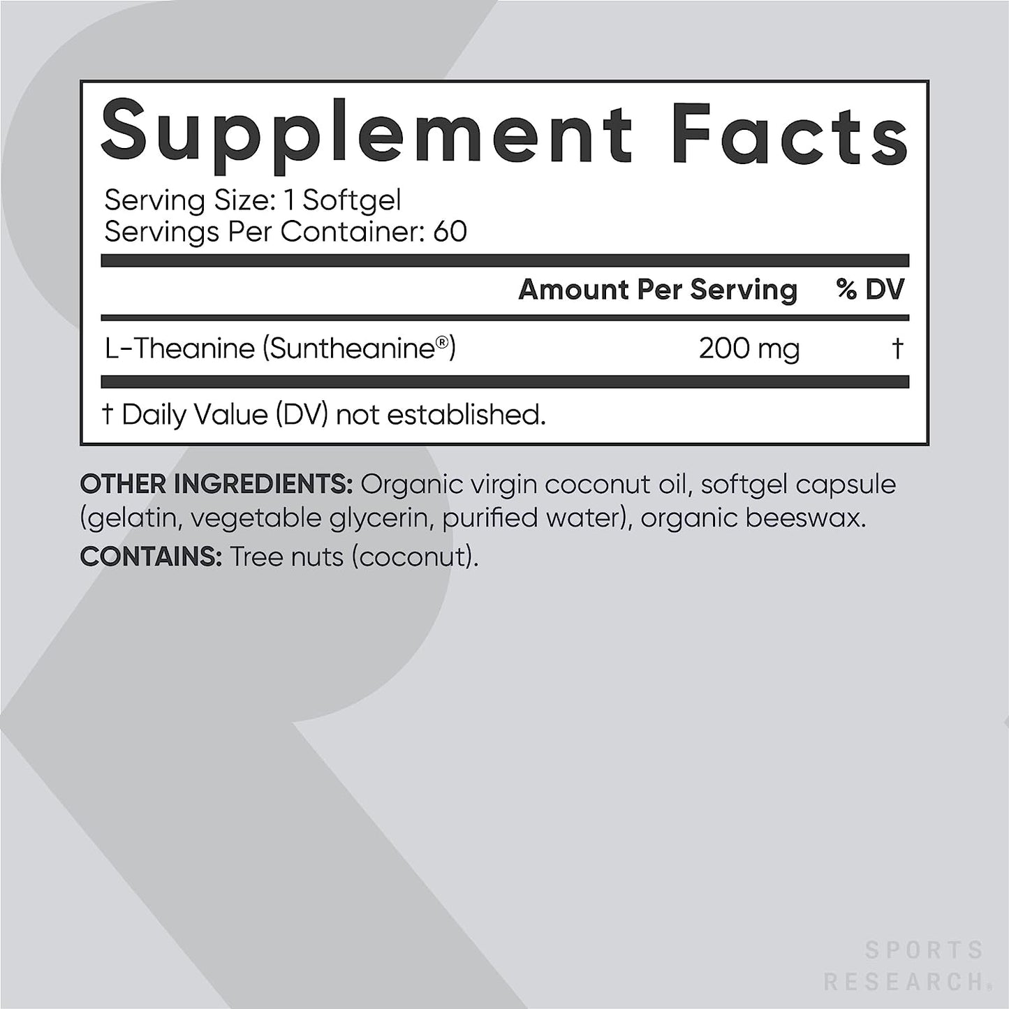 Sports Research L-Theanine with Coconut Oil