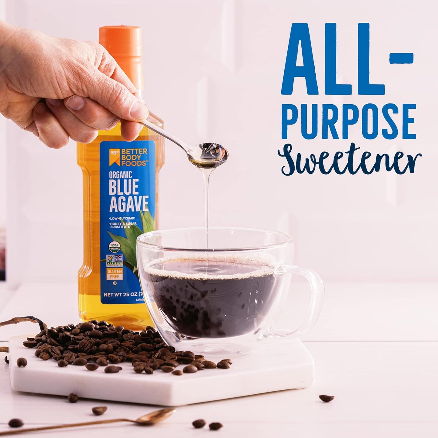 BetterBody Foods Organic Blue Agave, Natural Low Glycemic Sweetener