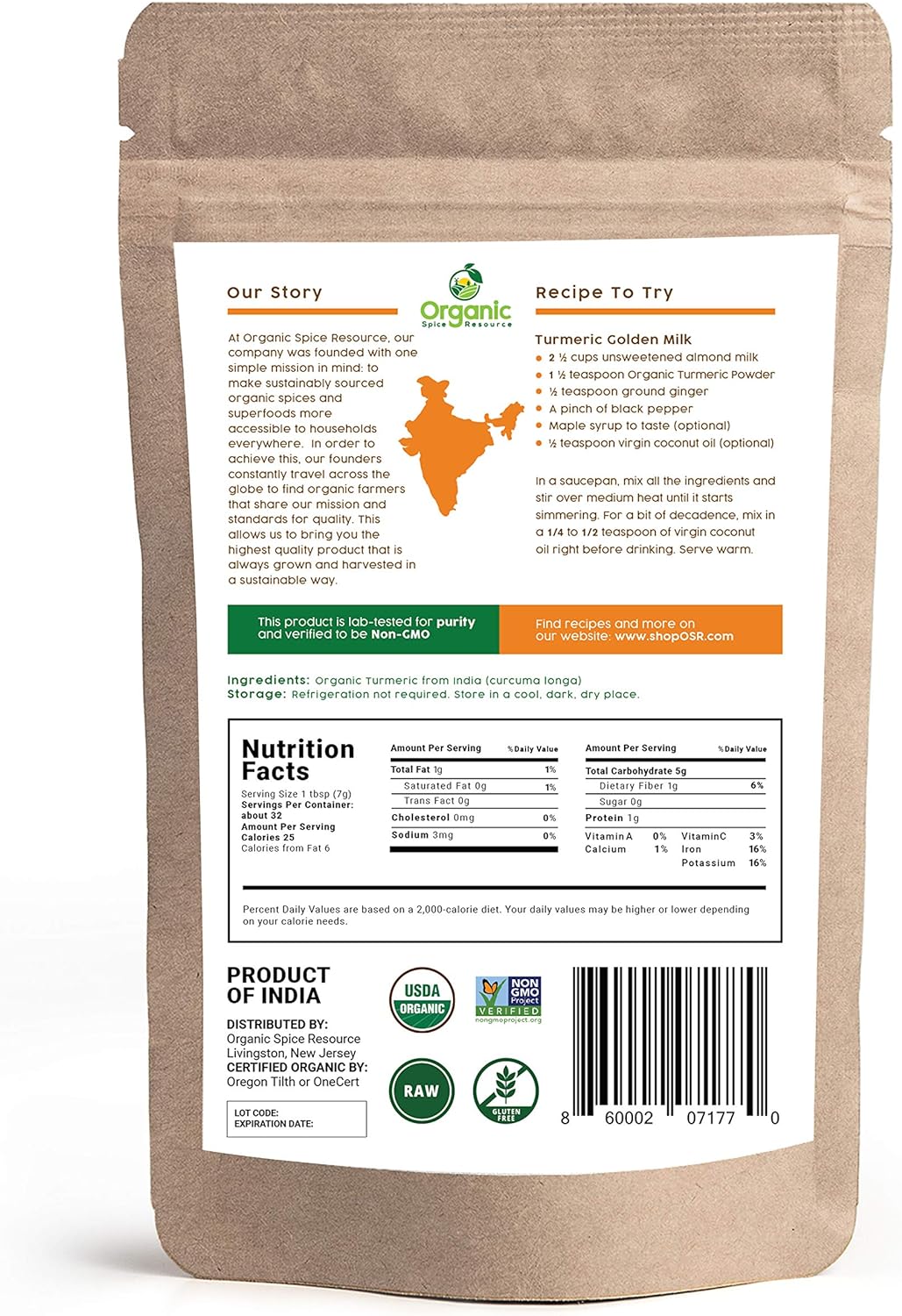 Organic Spice Resource Turmeric Root Powder