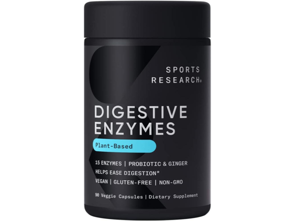 Sports Research Plant-Based Digestive Enzymes with Probiotic and Ginger
