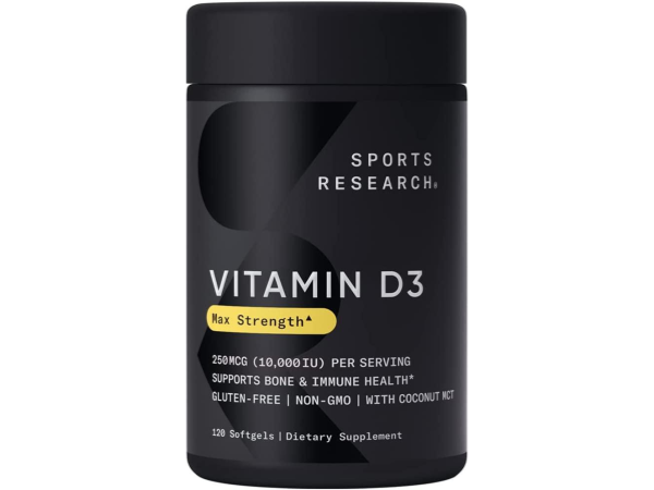 Sports Research Vitamin D3 with Coconut Oil Softgels