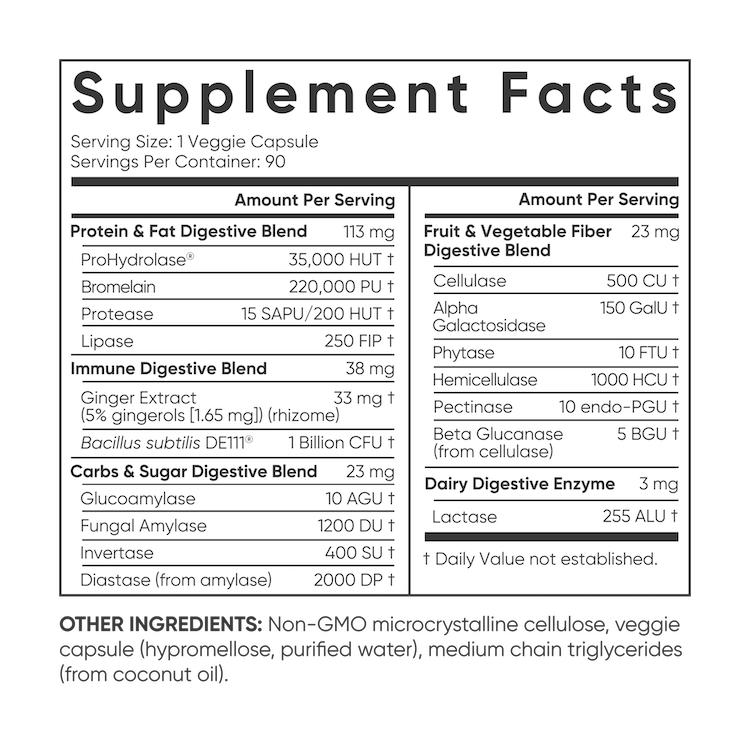 Sports Research Plant-Based Digestive Enzymes with Probiotic and Ginger