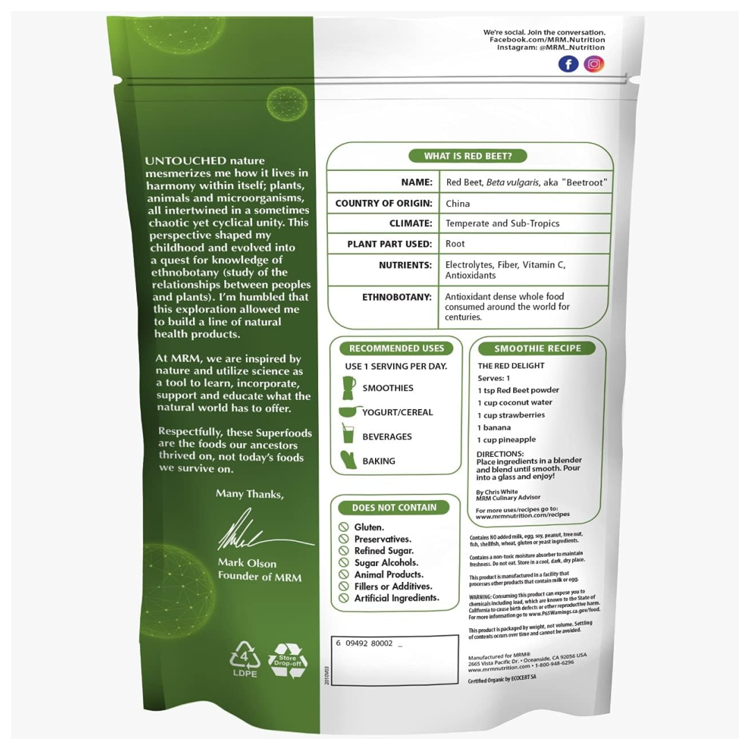 MRM Nutrition Organic Red Beet Powder Superfoods