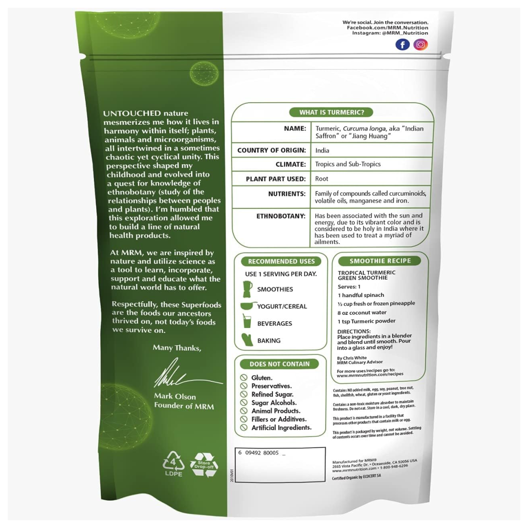 MRM Nutrition Organic Turmeric Powder Superfood