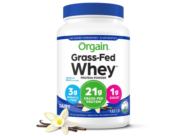 Orgain Grass Fed Whey Protein Powder, Vanilla Bean