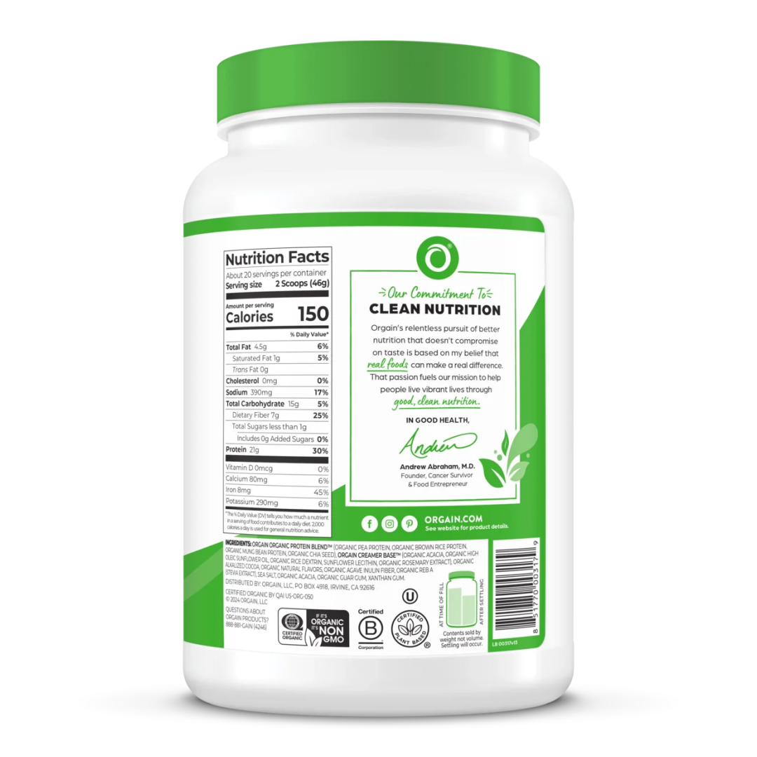 Organic Protein™ Plant Based Protein Powder Creamy Chocolate Fudge