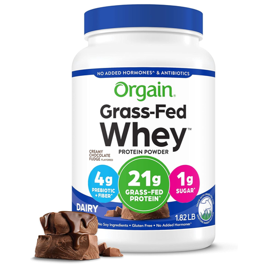 Orgain Grass Fed Whey Protein Powder, Creamy Chocolate Fudge