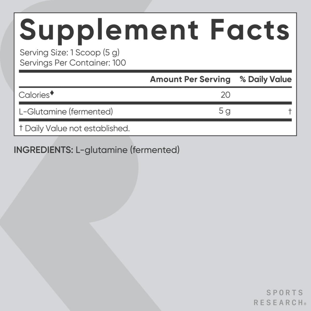 Sports Research L-Glutamine - Workout Recovery, Immune Health & Gut Health Support
