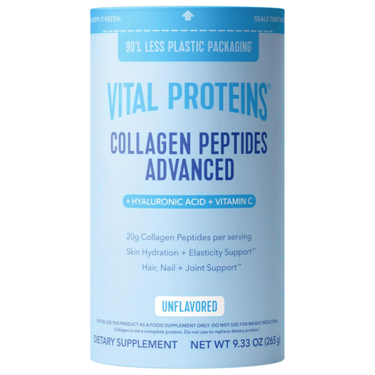 Vital Proteins Collagen Peptides Powder, Unflavored with Hyaluronic Acid and Vitamin C, 9.33 OZ