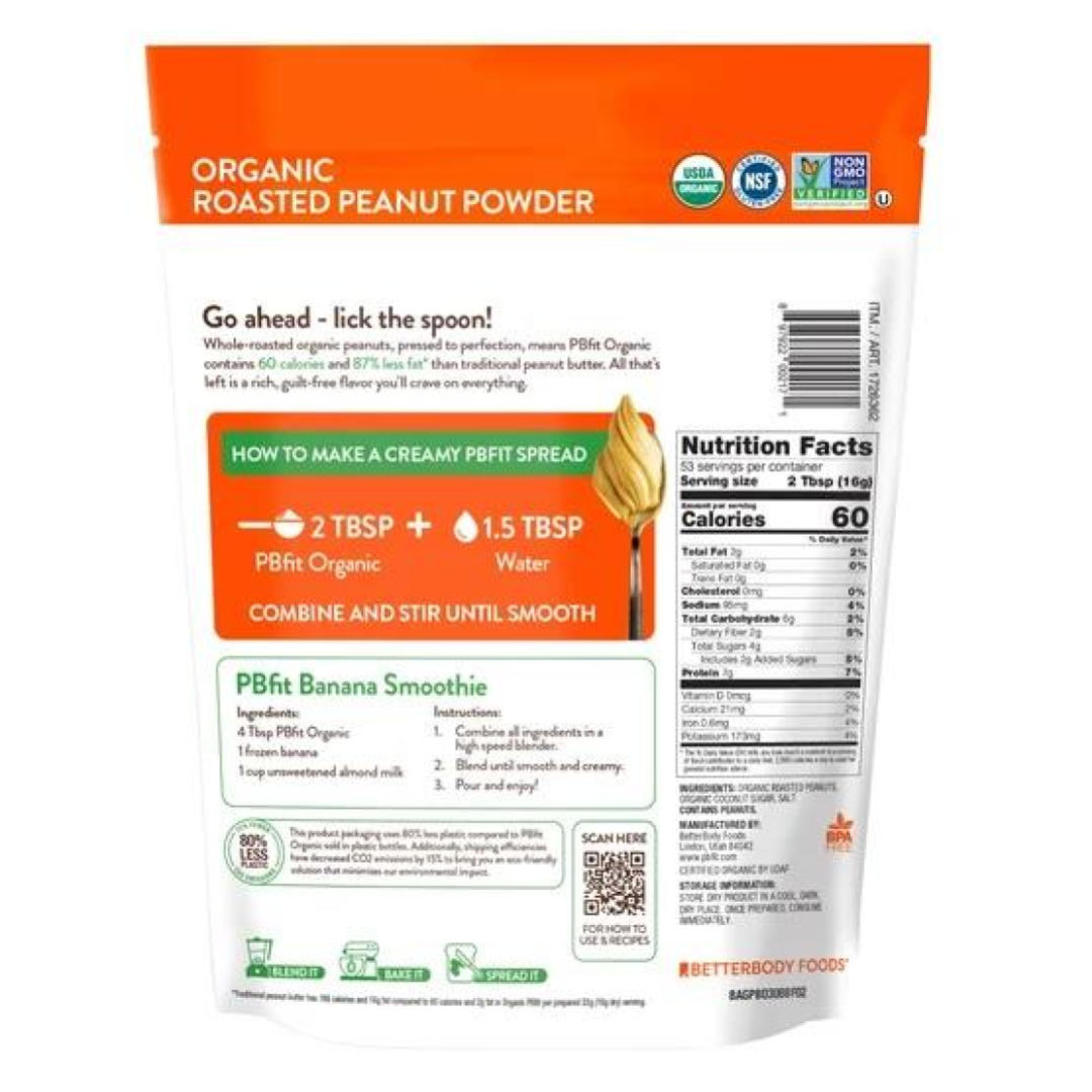 PBfit Organic Peanut Butter Powder  30 Ounce