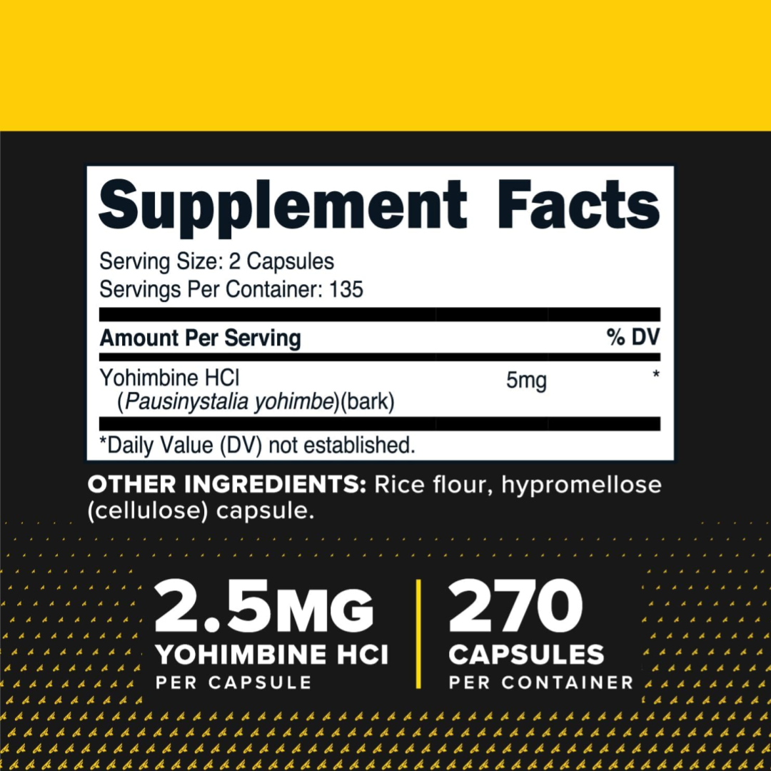 PrimaForce Yohimbine HCl 2.5mg, Premium Supplement, Boosts Performance