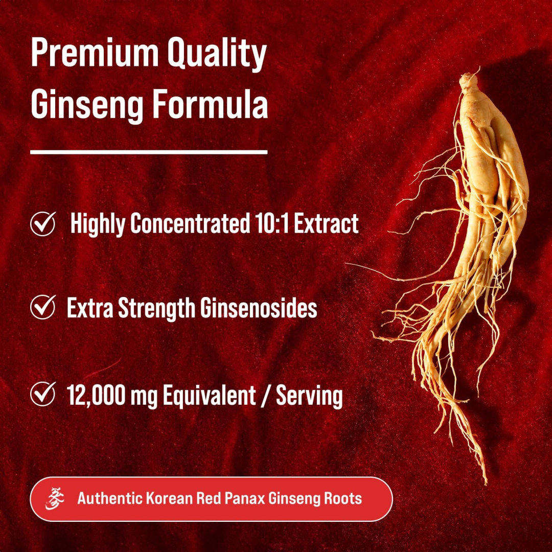 NutraChamps Korean Red Panax Ginseng Capsules (120 Vegan Capsules)