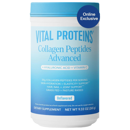 Vital Proteins Collagen Peptides Powder, Unflavored with Hyaluronic Acid and Vitamin C, 9.33 OZ