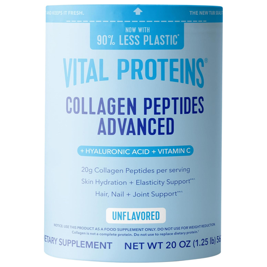 Vital Proteins Collagen Peptides Powder with Hyaluronic Acid and Vitamin C, Unflavored, 20 OZ