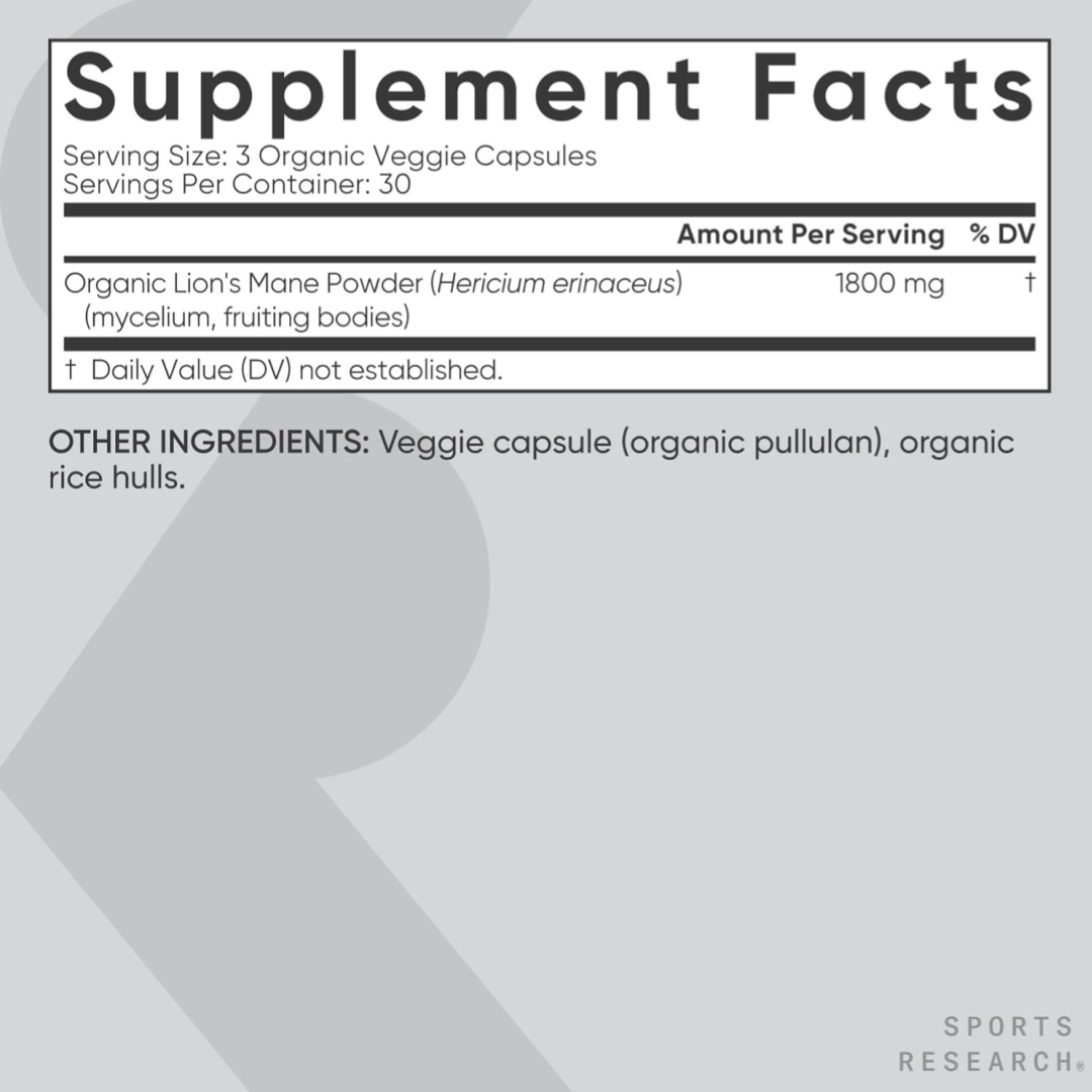 Sports Research® Organic Lion's Mane Mushroom
