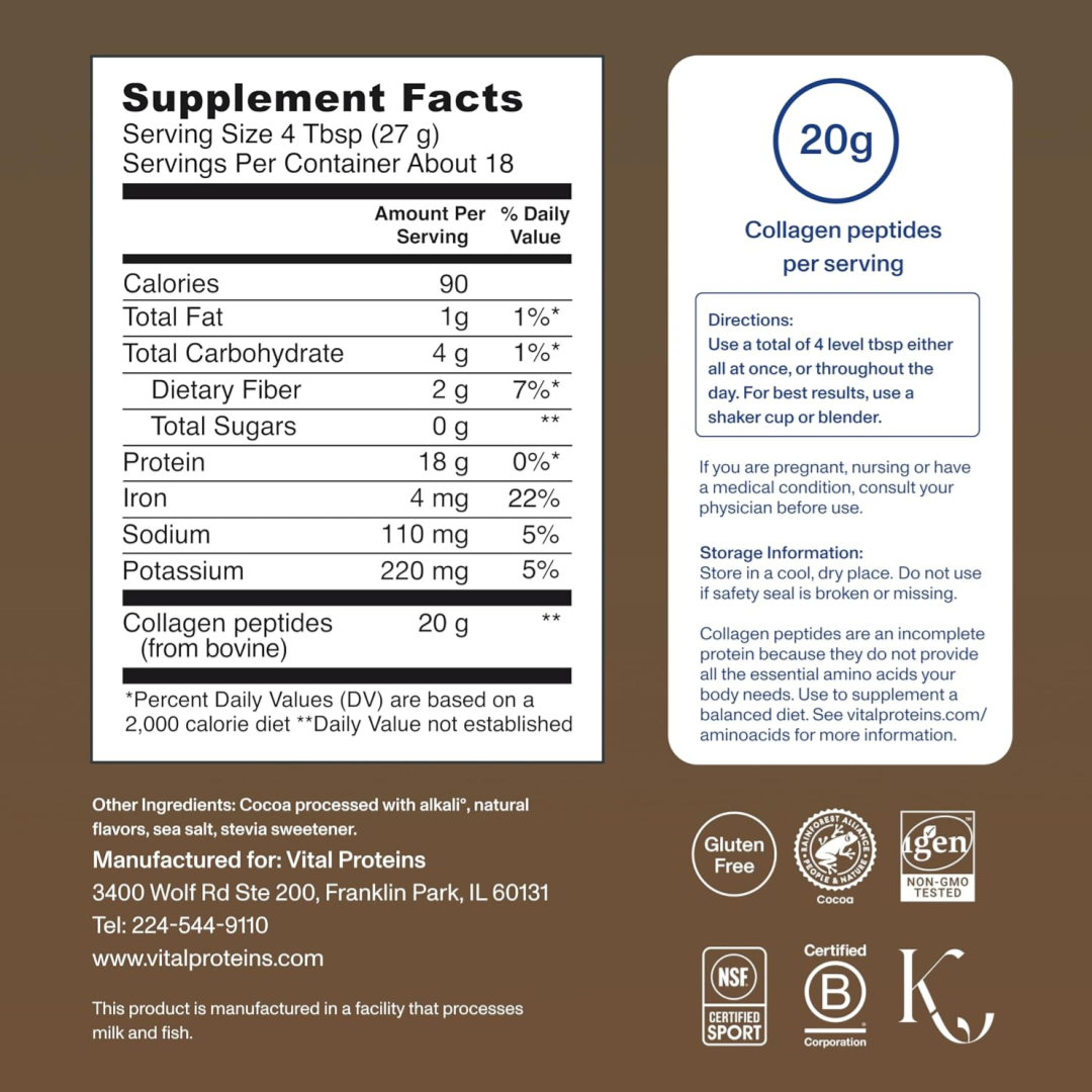 Vital Proteins Chocolate Collagen Powder, Chocolate Flavor