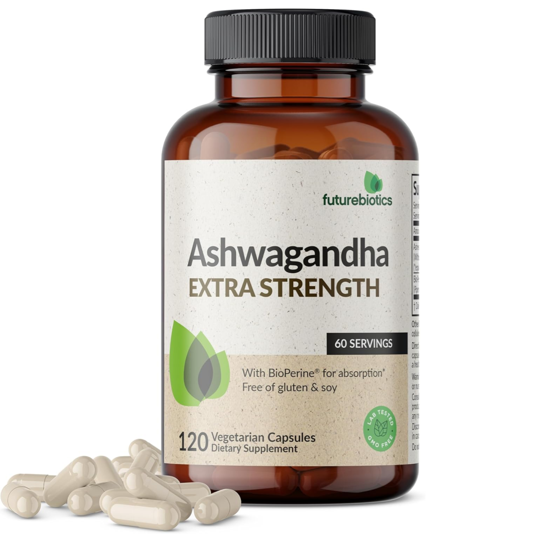Futurebiotics Ashwagandha Extra Strength Stress & Mood Support with BioPerine - Non GMO Formula