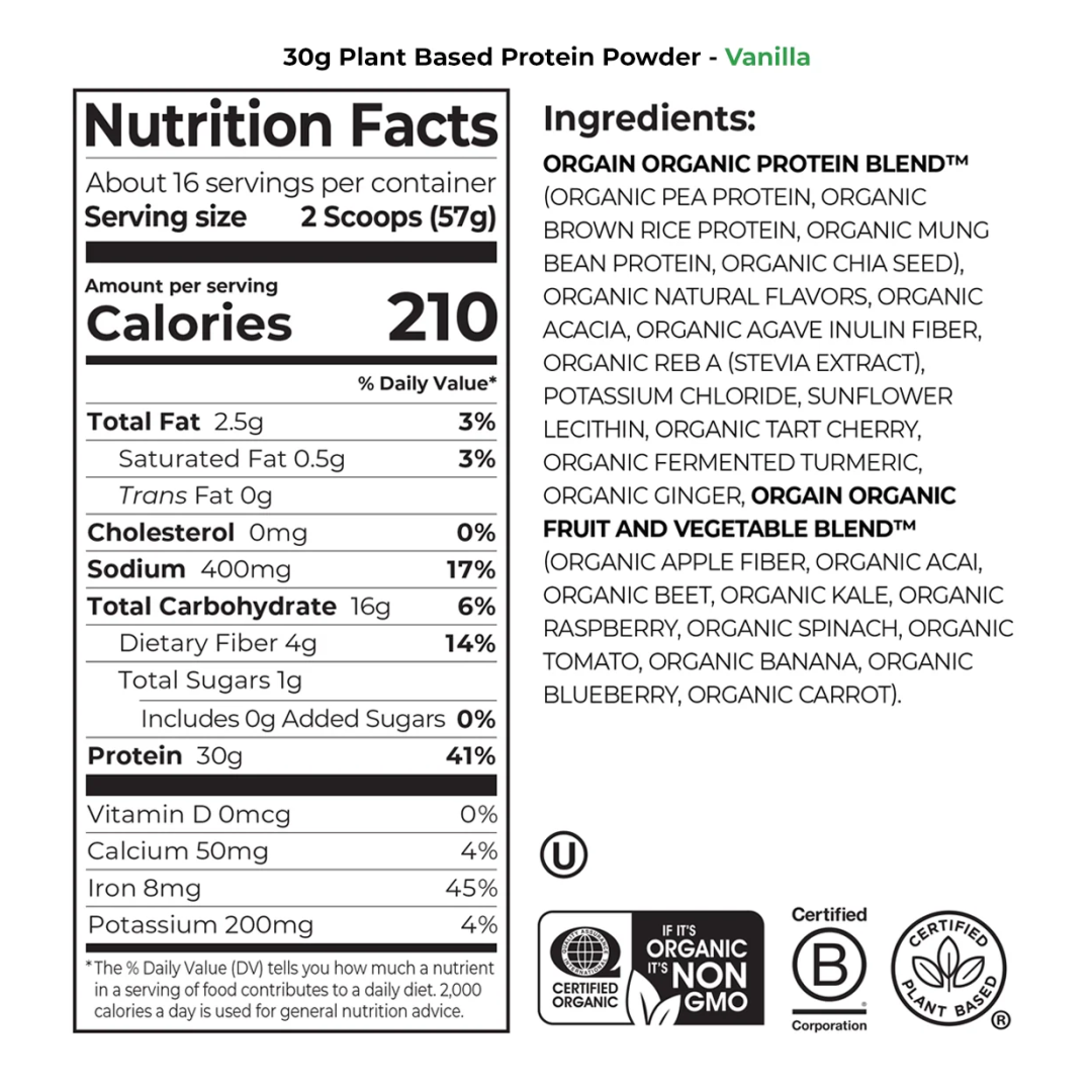 Sport Protein Organic Plant Based Powder Vanilla
