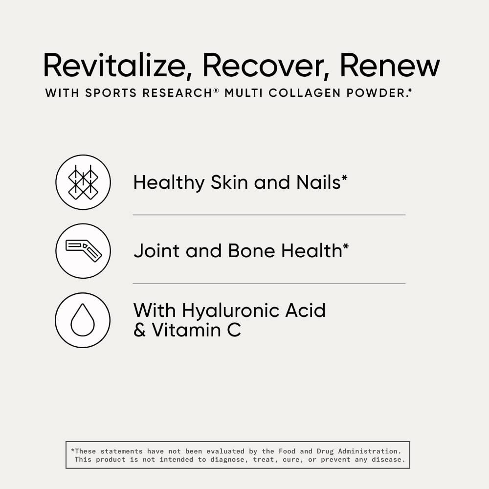 Sports Research Multi Collagen Powder with 5 Types of Collagen