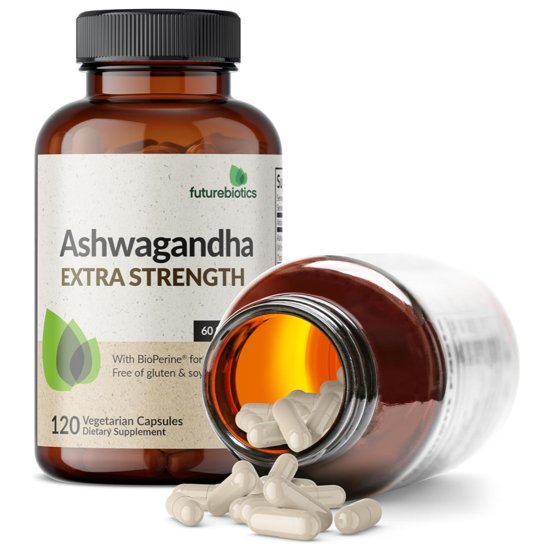 Futurebiotics Ashwagandha Extra Strength Stress & Mood Support with BioPerine - Non GMO Formula