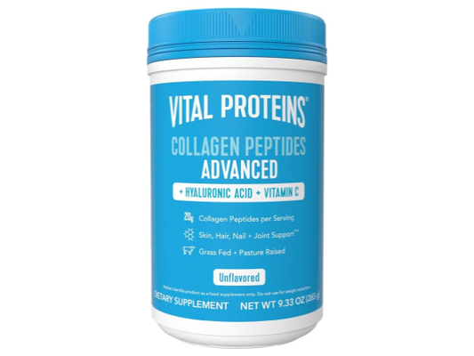 Vital Proteins Collagen Peptides Powder, Unflavored with Hyaluronic Acid and Vitamin C, 9.33 OZ