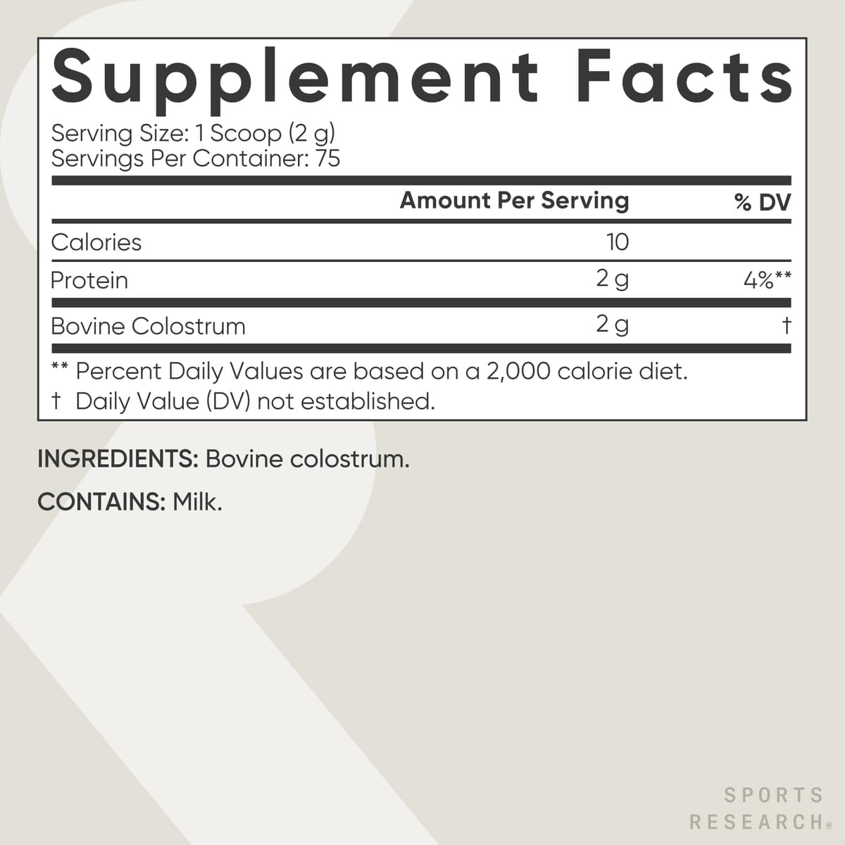 Sports Research® Colostrum Powder - Unflavored