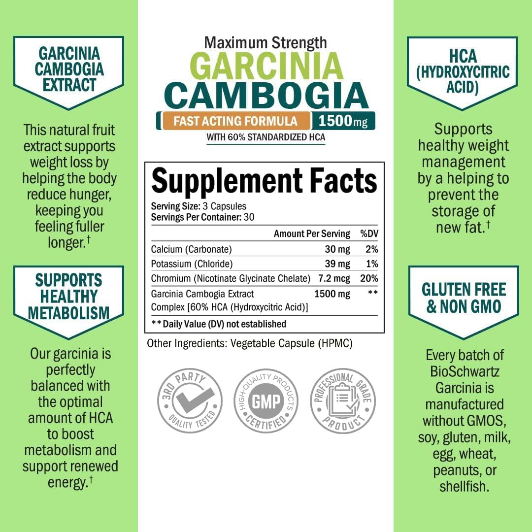 BioSchwartz Garcinia Cambogia Weight Loss Pills- 90 Capsules