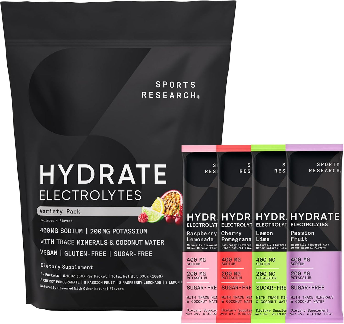 Sports Research Hydrate Electrolytes Powder Packets