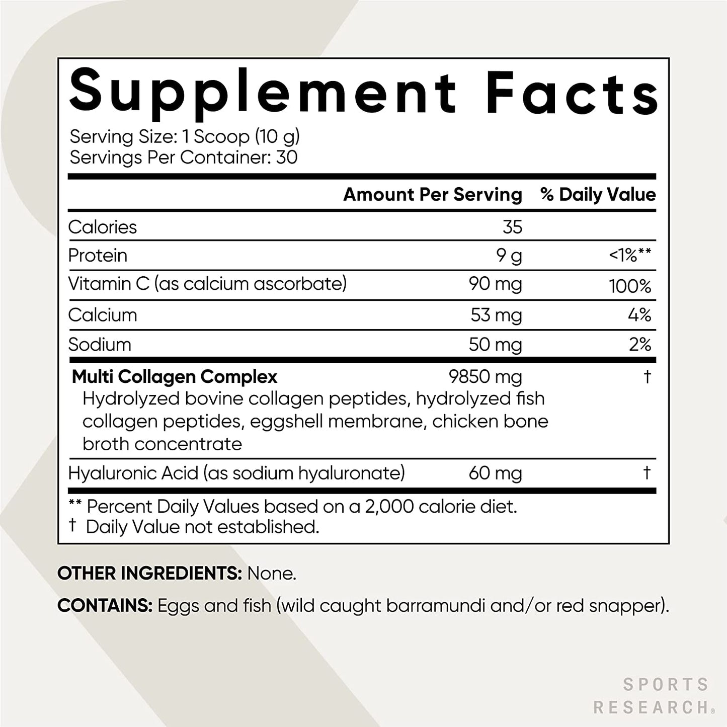 Sports Research Multi Collagen Powder with 5 Types of Collagen