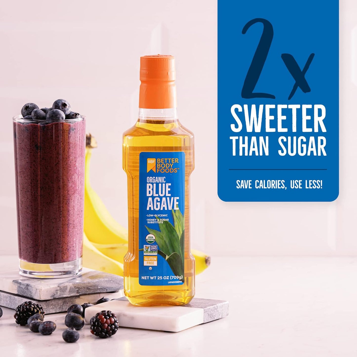 BetterBody Foods Organic Blue Agave, Natural Low Glycemic Sweetener