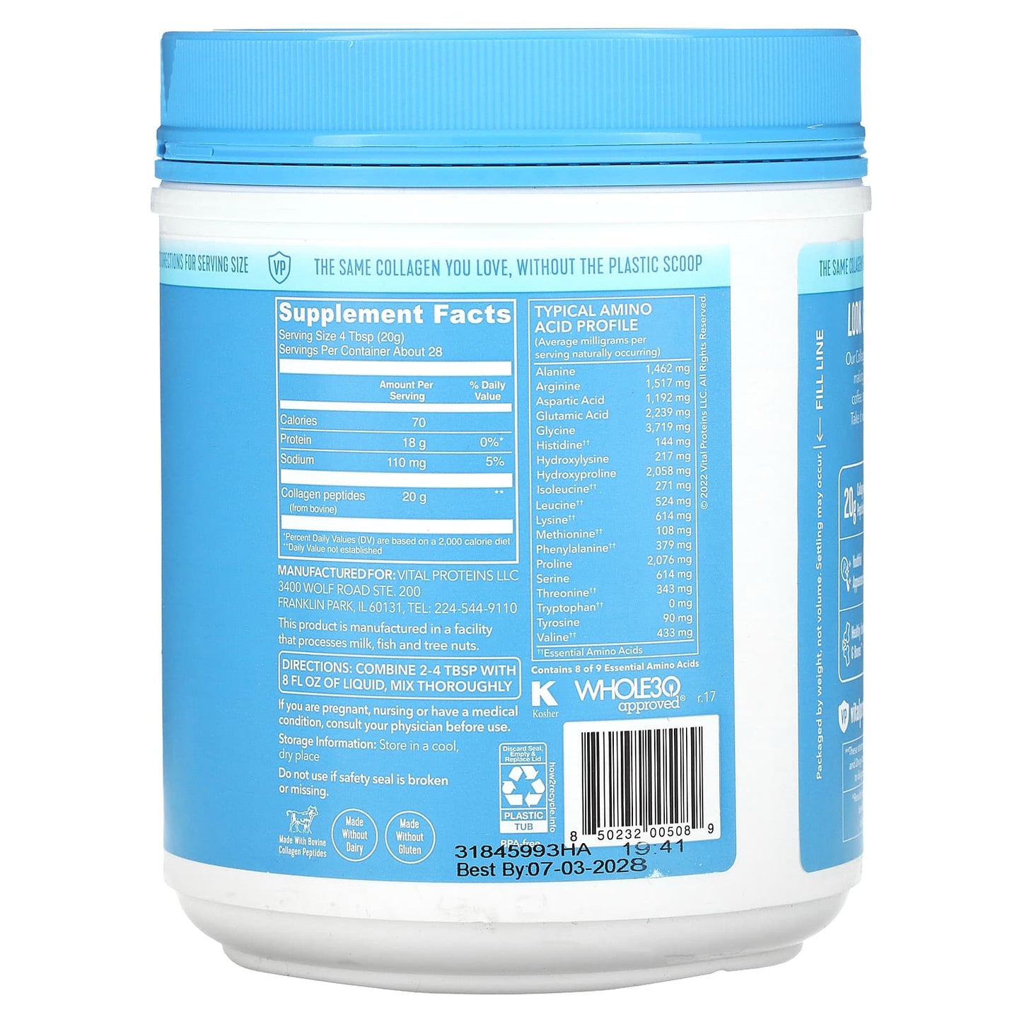 Vital Proteins Collagen Peptides Powder, Unflavored 19.3 OZ