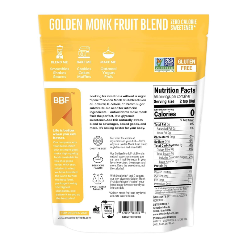 BetterBody Foods Golden Monk Fruit Sweetener Blend