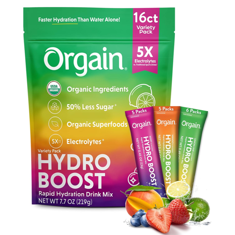 Orgain Organic Hydration Packets, Electrolytes Powder, 16 Count