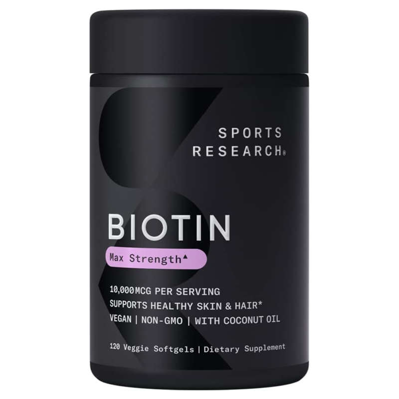 Sports Research Biotin with Coconut Oil Veggie Softgels 1000mcg