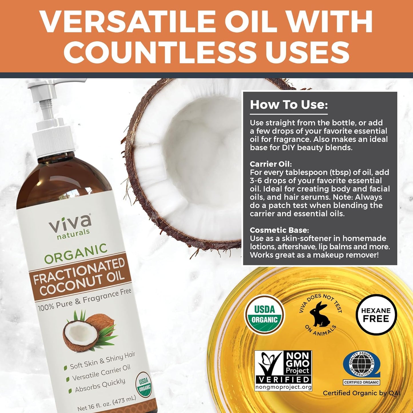 Viva Naturals Organic Fractionated Coconut Oil