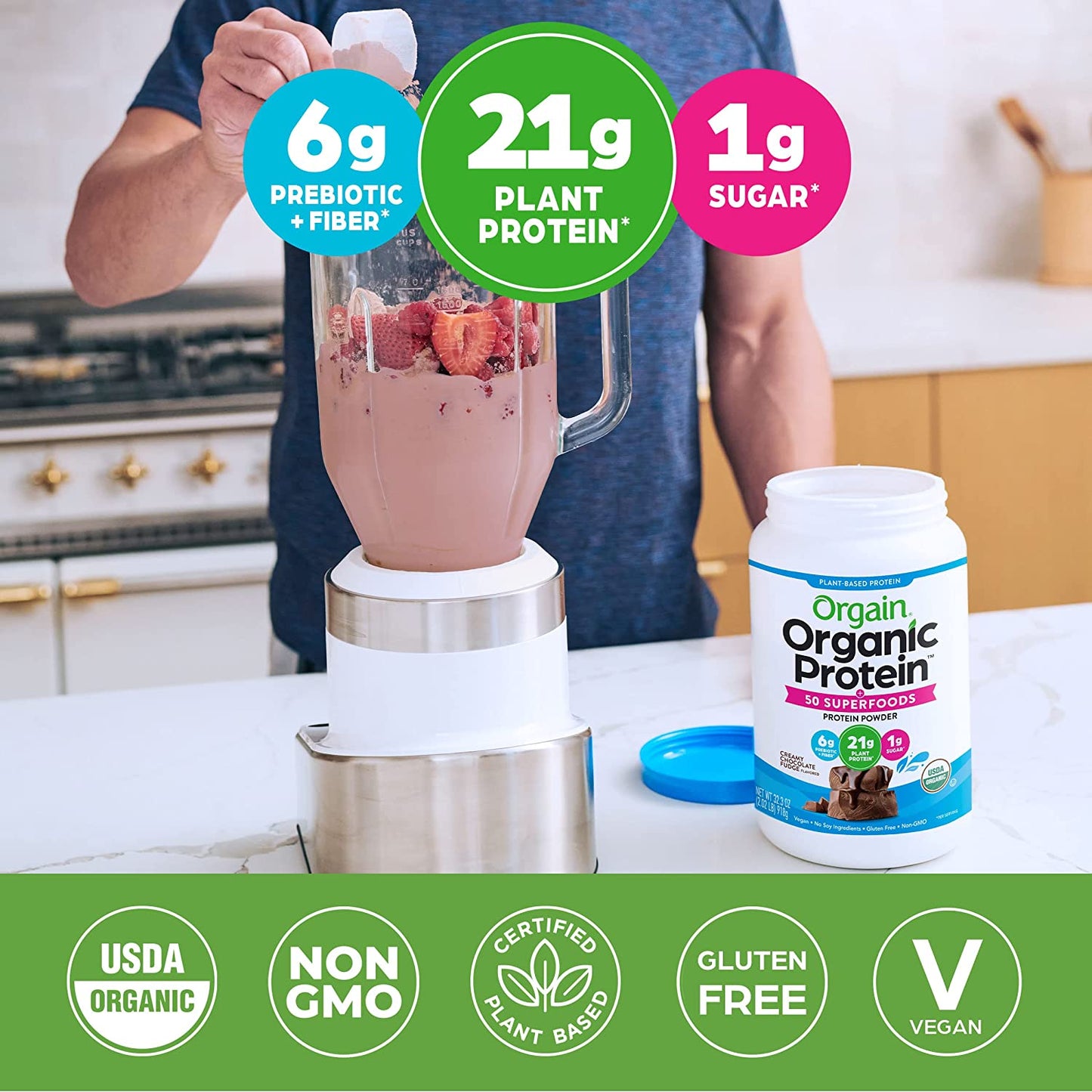 Orgain Plant Based Protein & Superfoods Creamy Chocolate Fudge